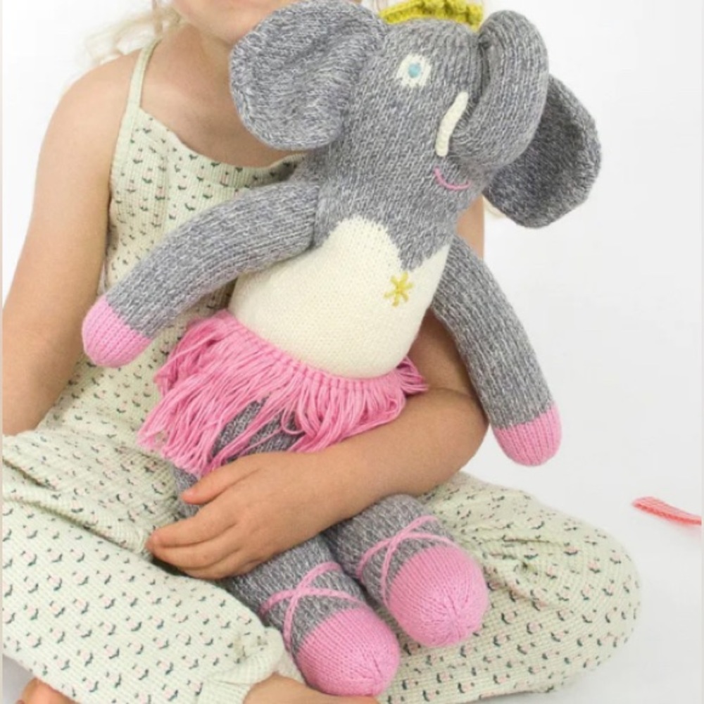 BlaBla Josephine Ballerina Elephant 18” Hand Knit in Peru Plush Doll